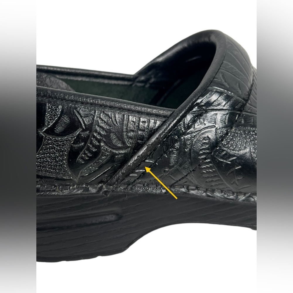 Dansko Black Tooled Leather Professional Clog Shoes Womens EU 36 US 5.5-6 - Picture 11 of 12